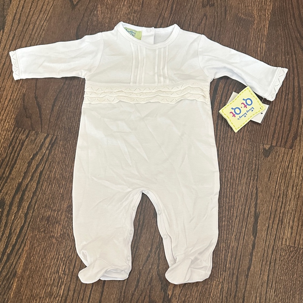 Kissy Kissy Qt Elegant White Footie Baptism